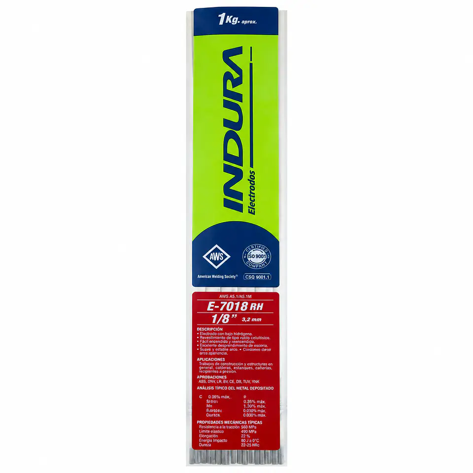Electrodo Indura 7018 1/8 bolsa 1 kg. 1