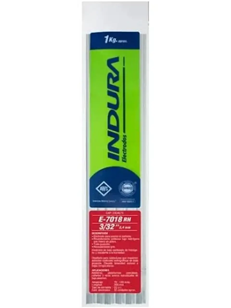 Electrodo Indura 7018 3/32 bolsa 1 kg. 1