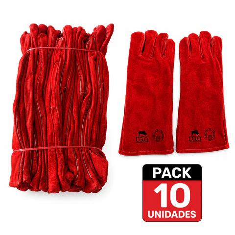 Pack 10 pares Guantes de Soldador Rojo