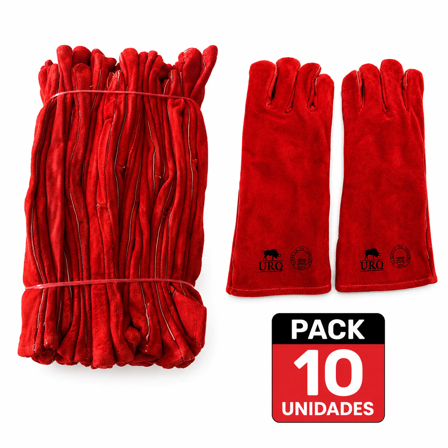 Pack 10 pares Guantes de Soldador Rojo 1