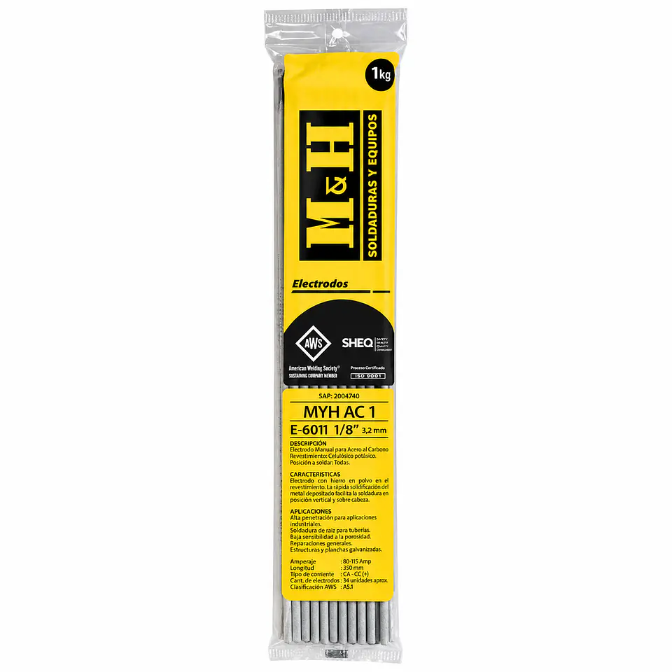 Electrodo MYH 6011 1/8 Bolsa 1 kg. 1