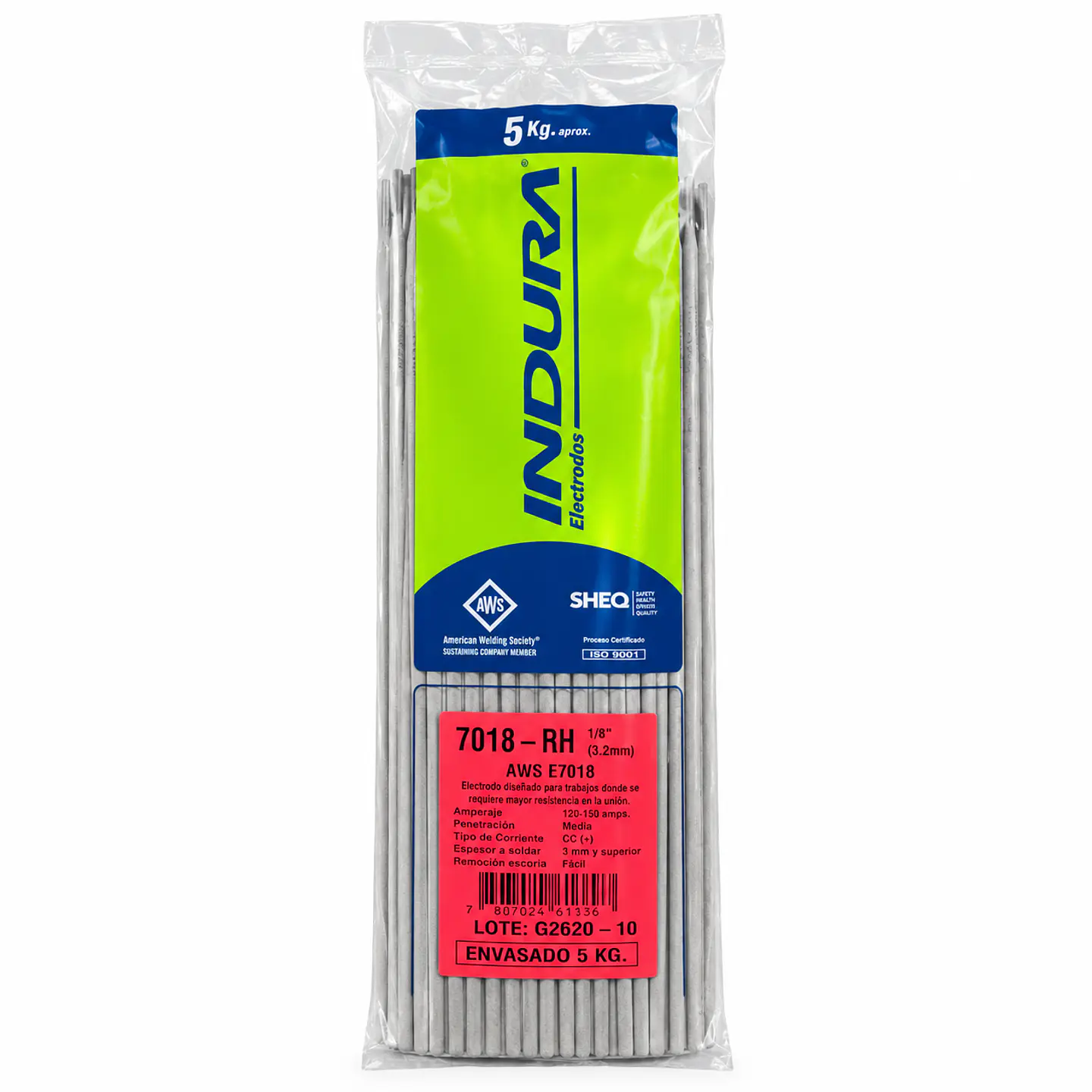 Electrodo Indura 7018 1/8 bolsa 5 kg. 1
