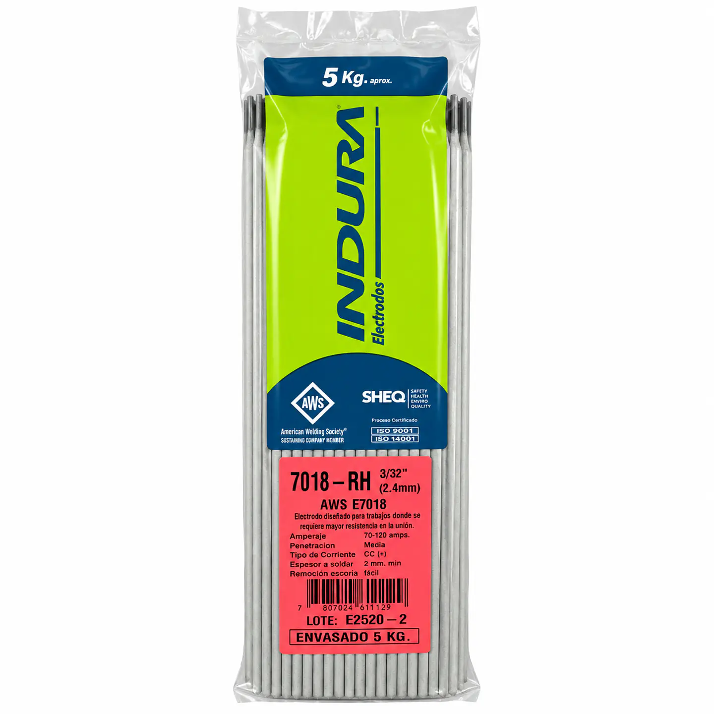 Electrodo Indura 7018 3/32 bolsa 5 kg. 1