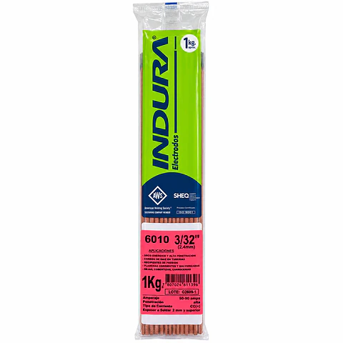 Electrodo Indura 6010 3/32 indura bolsa 1 kg.