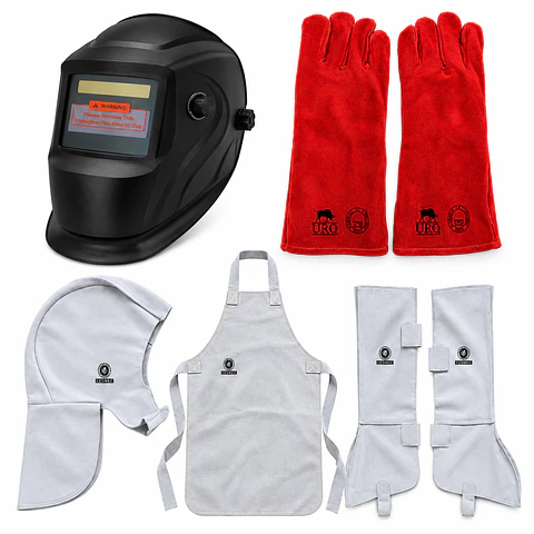Mascara de Soldar+ Guante de Soldar+ Gorro Descarne+ Coleto descarne+ Polaina Descarne.