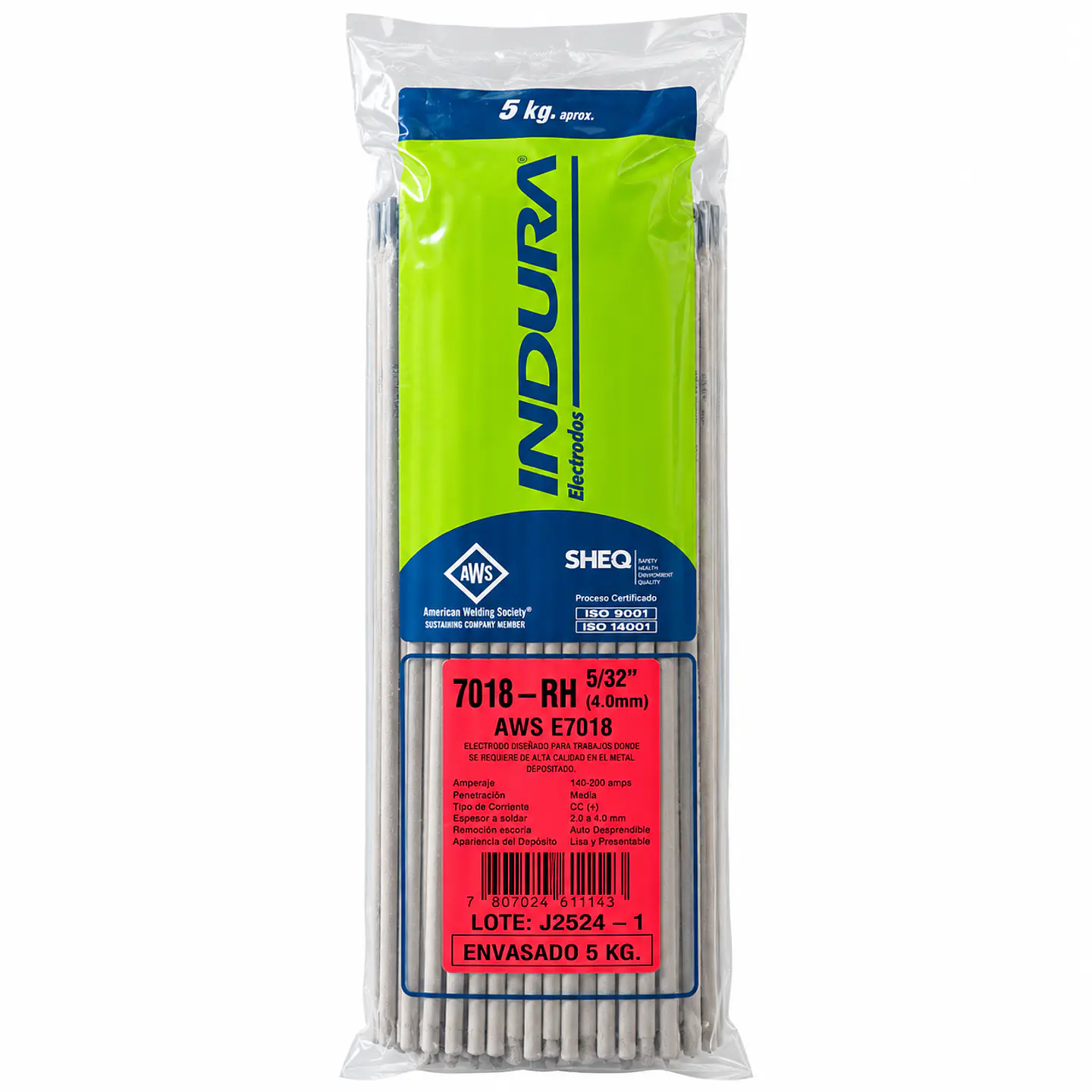Electrodo Indura 7018 5/32 bolsa 5 kg. 1