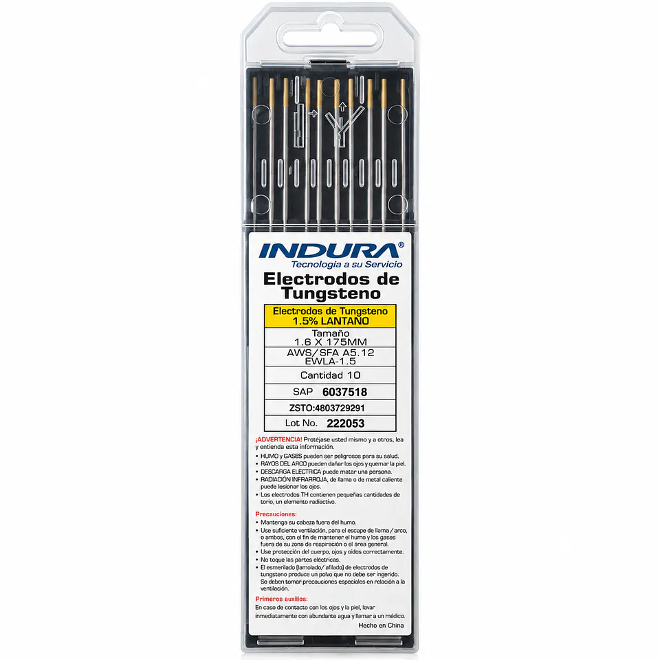 Electrodo de Tungsteno Indura 1,5% Lantano 1,6 x 175 mm – Pack 10 Unidades 1