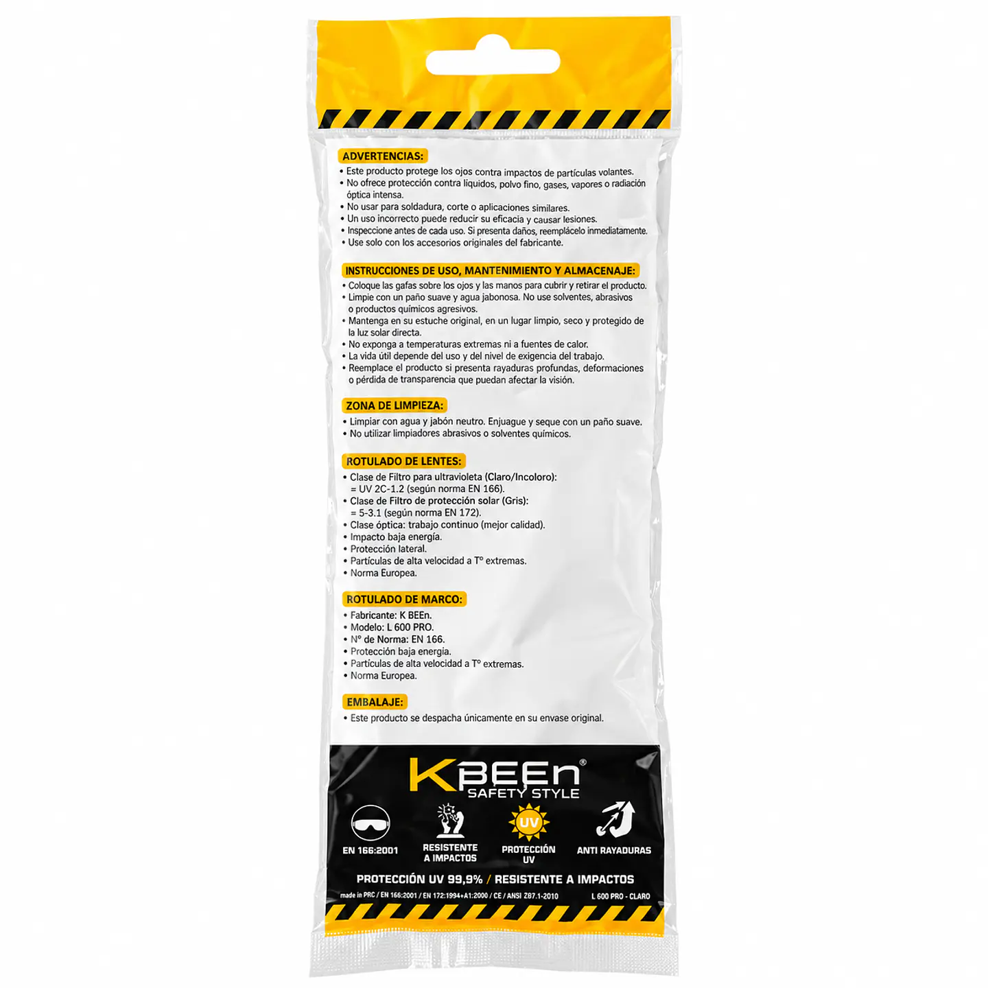 Lente de Seguridad Kbeen L600 Pro Gris – Protección UV 3