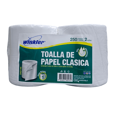 Toalla Papel Clasica 23.5 Fibra Larga 2x250mt - Winkler