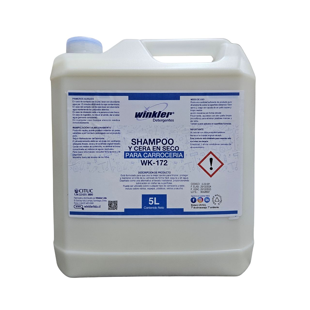 Shampoo de Cera y Seco Wk-172 - 5 Litros