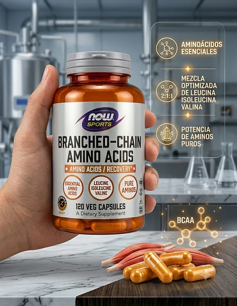 Now Foods Aminoácidos De Cadena Ramificada 120 Cápsulas Sabor Sin Sabor