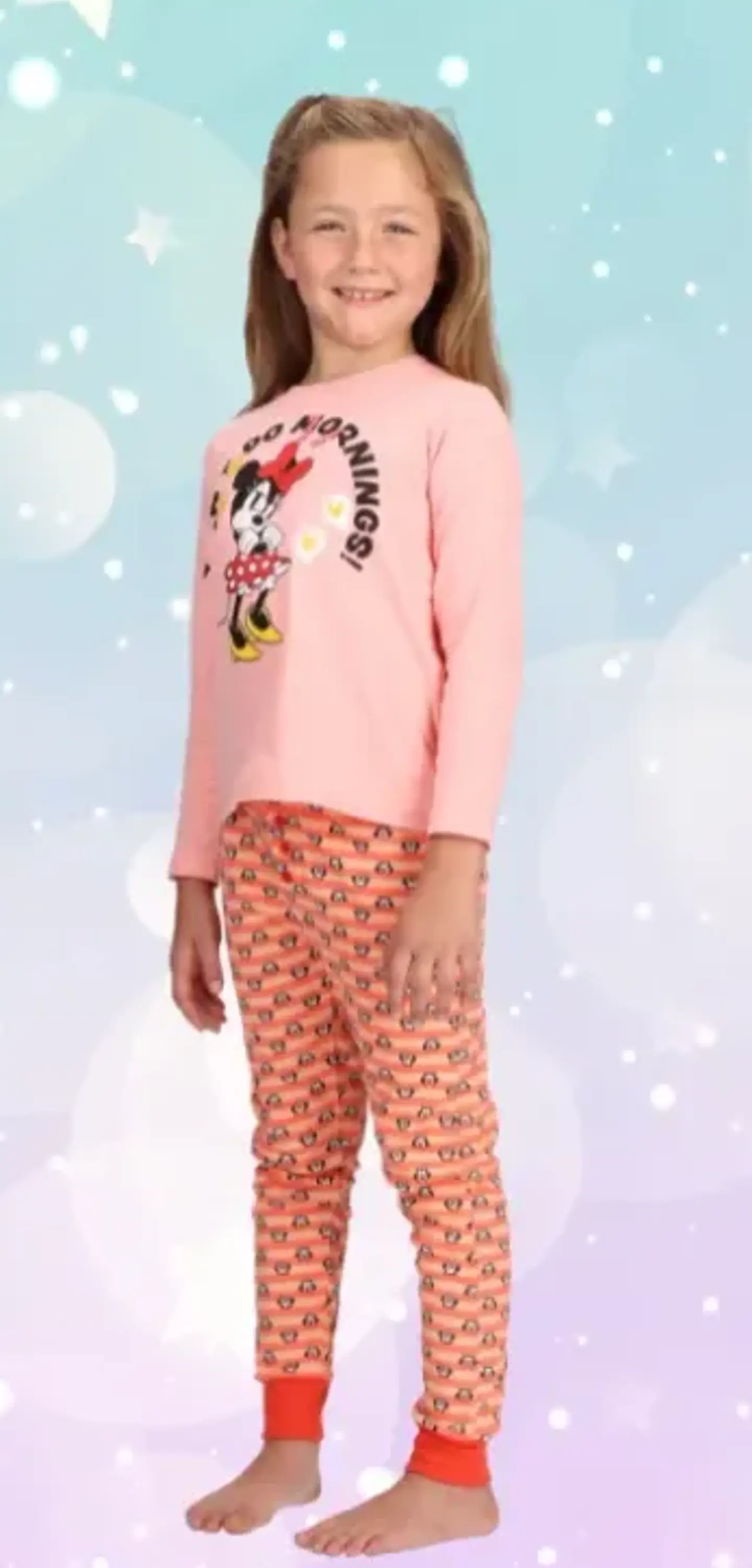 Pijama Minnie niña algodón rosado 1
