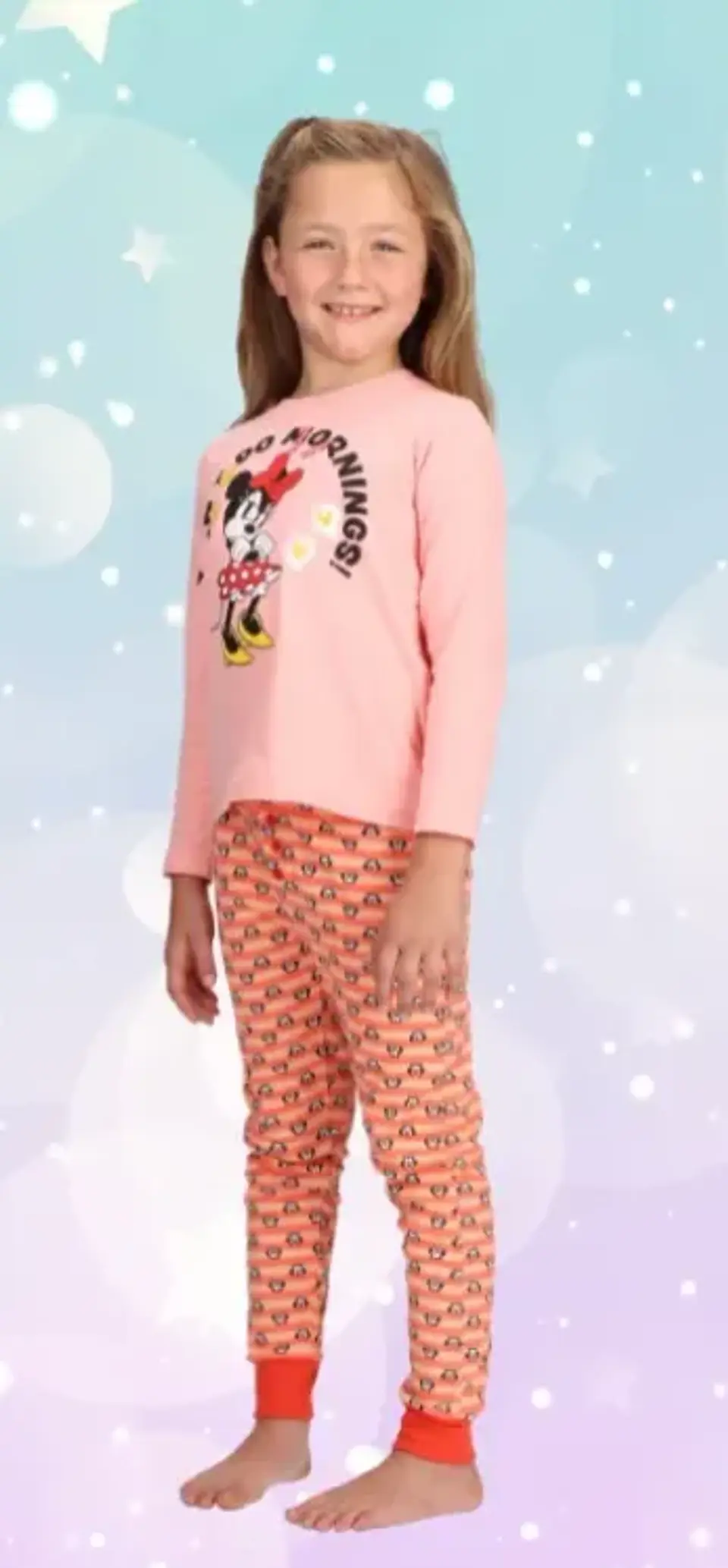 Pijama Minnie niña algodón rosado 1