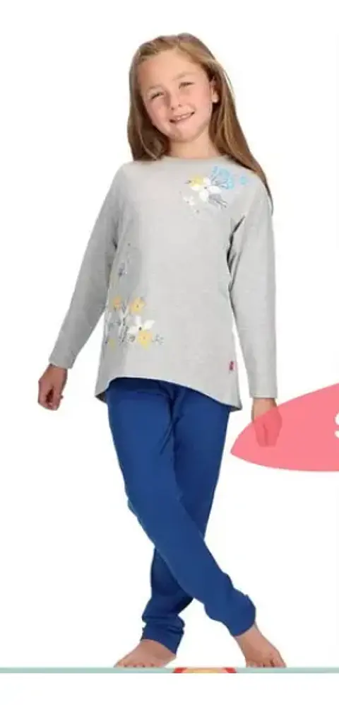 Pijama Flores gris Niña