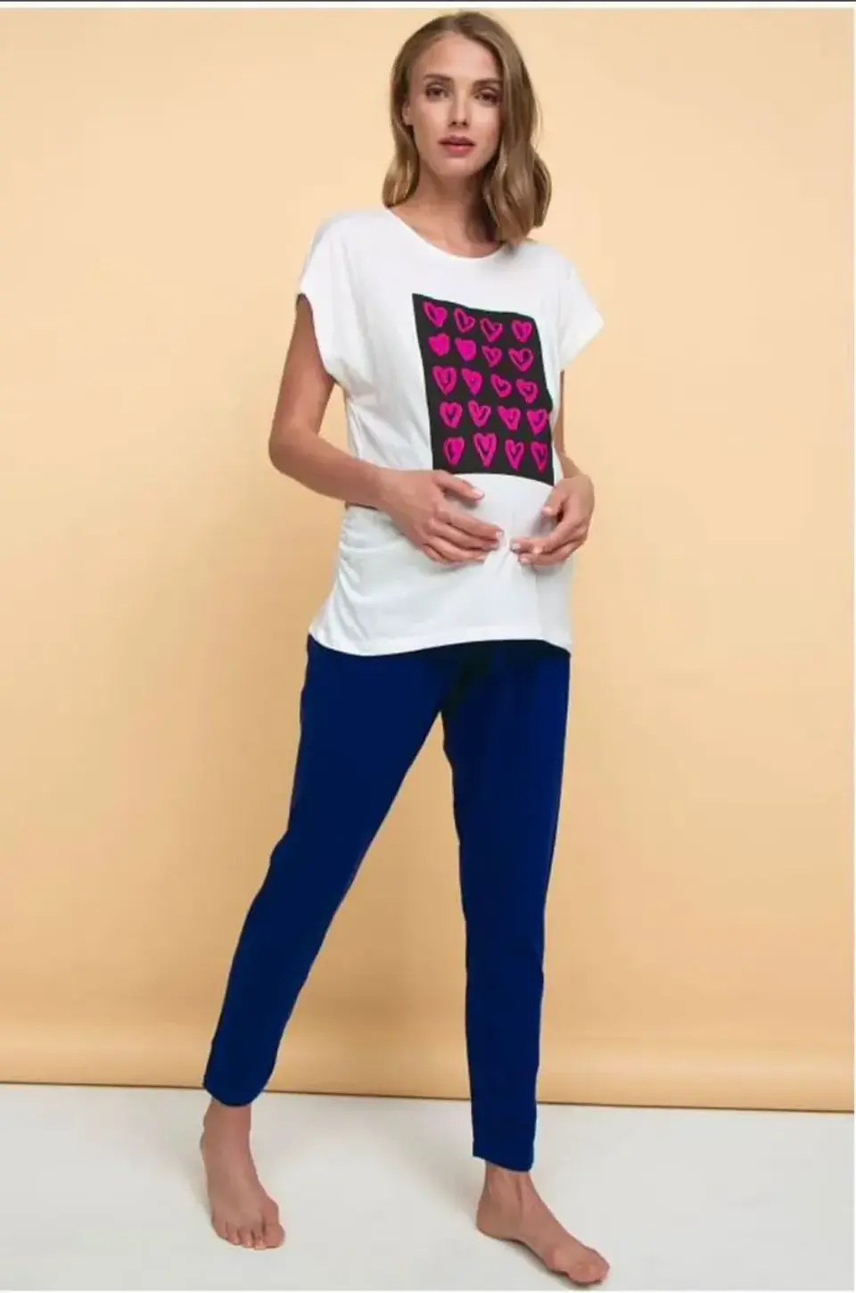 Pijama Maternal blanco/azul 1