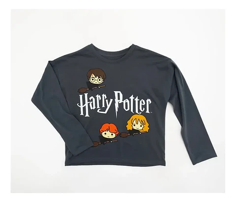 Polera Harry Potter Niña Gris