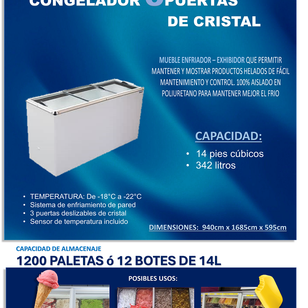 CONGELADOR 3 PUERTAS DE CRISTAL 1