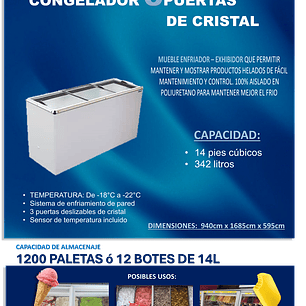 CONGELADOR 3 PUERTAS DE CRISTAL