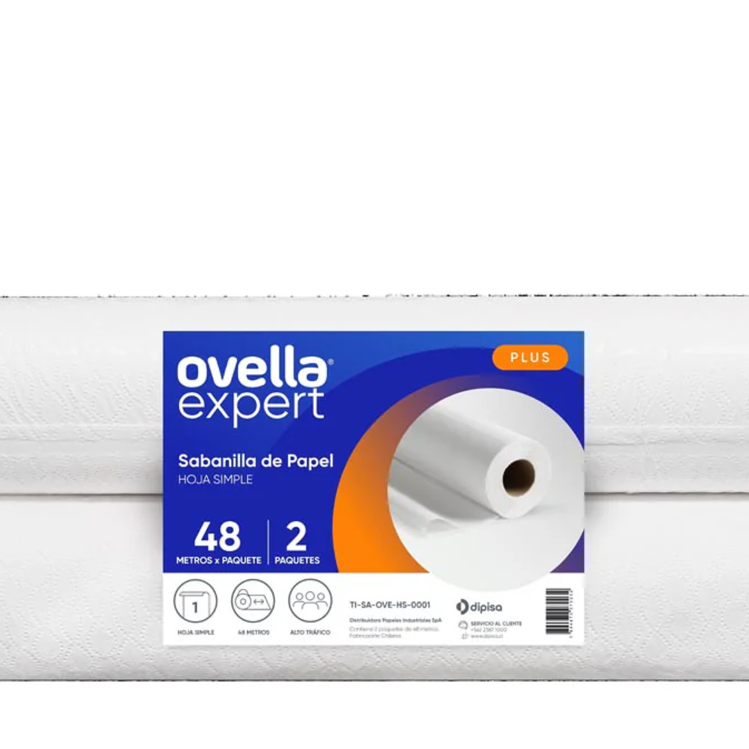 Sabanilla médica prepicada 2x48 metros marca Ovella 2 rollos 1
