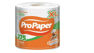 TOALLA PAPEL PROPAPER XL DOBLE HOJA 70 MTS PREPICADA 275 HOJAS TRAE 6 ROLLOS POR PAQUETE