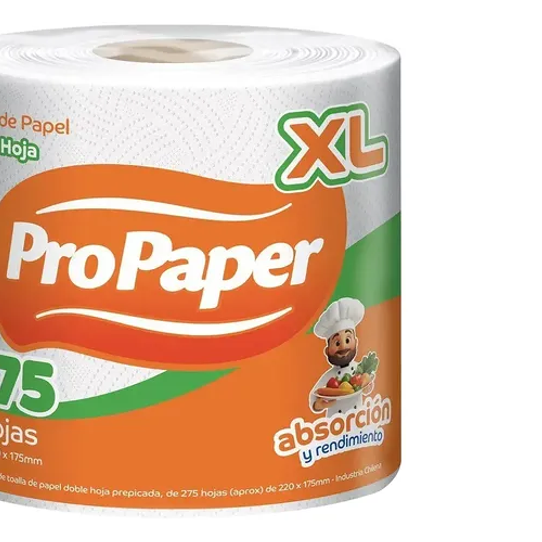 TOALLA PAPEL PROPAPER XL DOBLE HOJA 70 MTS PREPICADA 275 HOJAS TRAE 6 ROLLOS POR PAQUETE 1