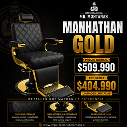 Sillón de Barbería Manhattan Gold