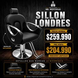Sillón Reclinable de Peluquería Londres Silver