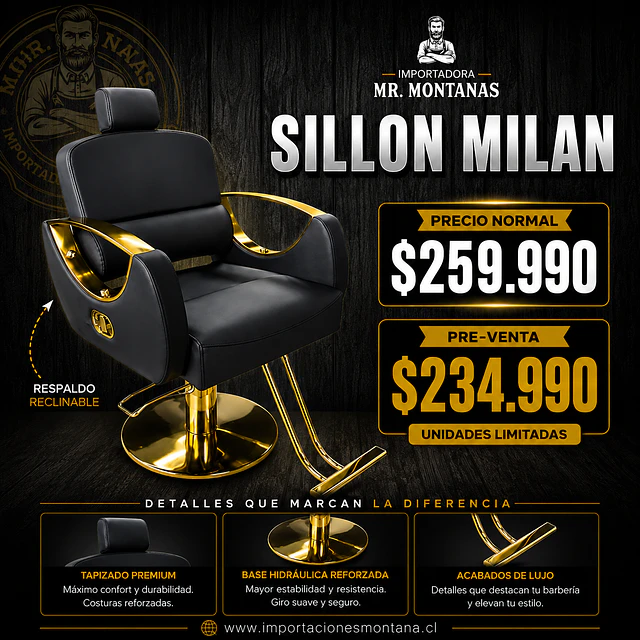 Sillón Reclinable de Peluquería Milán