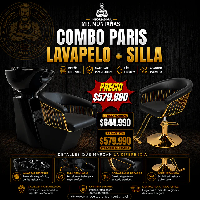 Combo Paris: Lavapelo + Sillón de Peluquería