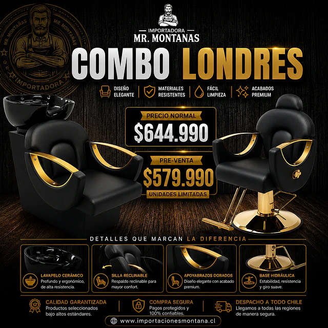 Combo Londres: Lavapelo + Sillón de Peluquería