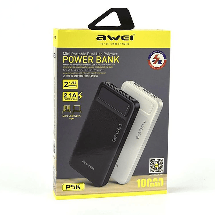 Bateria externa Power bank Awei P5K 10,000mAh negro 2