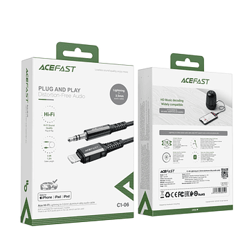 Cable de Audio Acefast C1-06 MFI Lightning a 3.5mm Negro