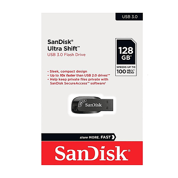 Pendrive Sandisk Ultra Shift 128GB USB 3.0 100 MB/s