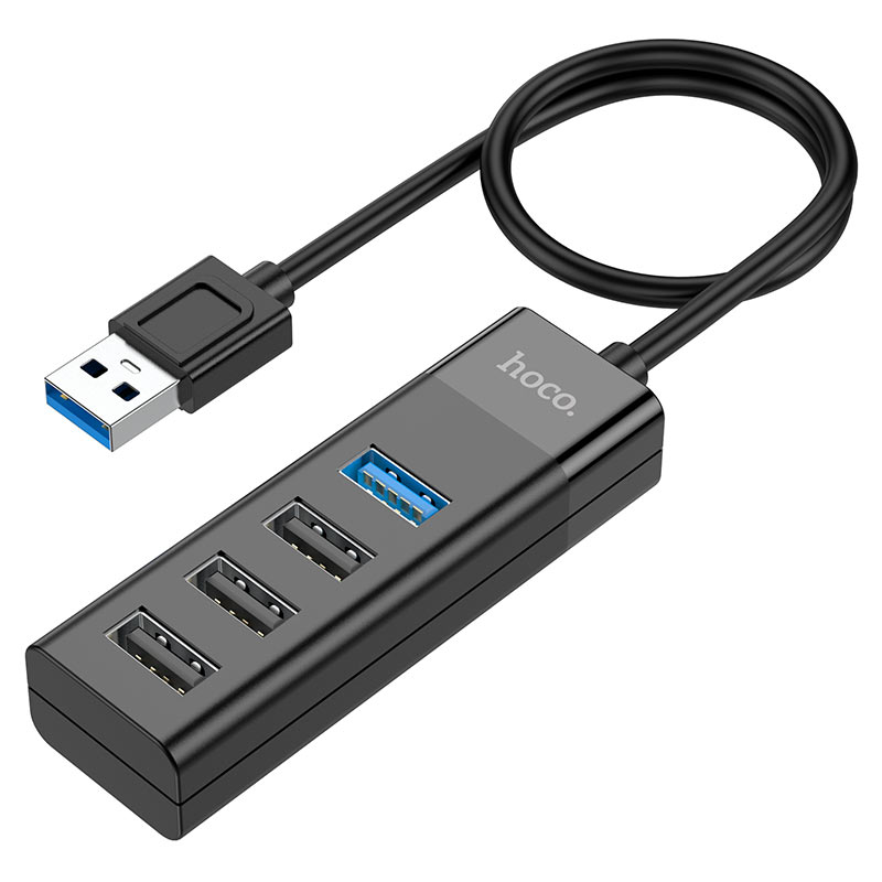 Hub Hoco HB25 4 en 1 USB A USB3.0+USB2.0*3 Negro