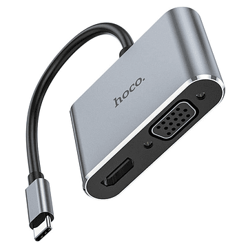 Adaptador Hoco HB30 Eco Tipo C a HDTV VGA USB3.0 PD Gris