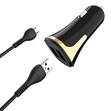 Cargador para Auto Hoco Z31 QC 3.0 Cable Micro USB Negro