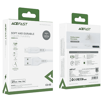 Cable Acefast C3-02 MFI USB A a Lightning 1.2m 2.4A, Blanco