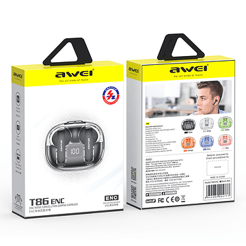 Audifonos Awei T86 ENC TWS In Ear Bluetooth Negro