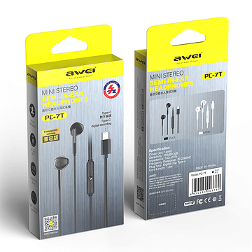 Audifonos Awei PC-7T In Ear Tipo C Negro