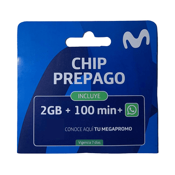 Sim Card Movistar 2Gb + 100min. + Whatsapp (por 7 días)