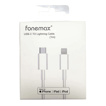 Fonemax Cable Data MFI Tipo C a Lightning Blanco 1M