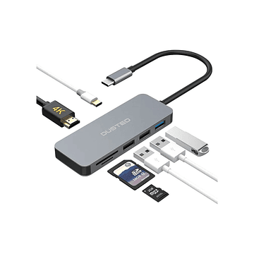 Hub Dusted USB C adaptador Multipuertos 7 en 1 Gris