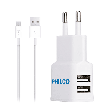 Philco Cargador 2 USB + Micro USB 2amp, R2100