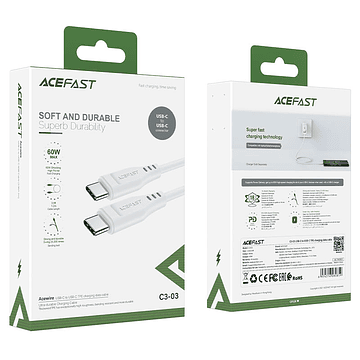 Cable Acefast C3-03 USB C a USB C Blanco