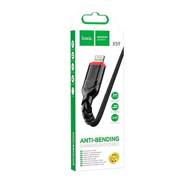 Cable Hoco X59 Victory USB a Lightning 2M Negro