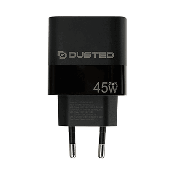 Cargador Dusted GaN 45W Carga Rapida cable 2en1 negro