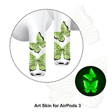 Sticker Autoadhesivo para Audifonos Airpods 3 Mariposa Verde