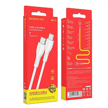 Cable Borofone BX51, Tipo-C a Tipo-C, blanco