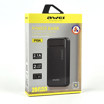 Powerbank Awei P6K 20,000mAh, Blanco