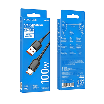 Cable Data Borofone BX93 Super power 100W Tipo C negro